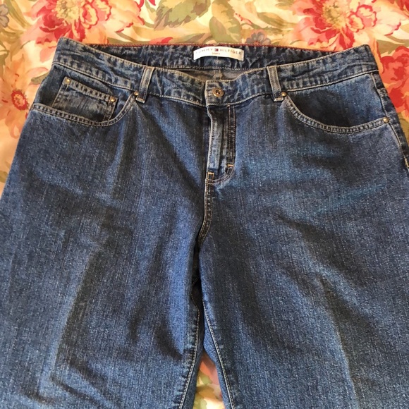 VTG TOMMY HILFIGER Jean Size 14 32” Inseam 100% Cotton TH Flag Logo Straight EUC - Picture 13 of 13